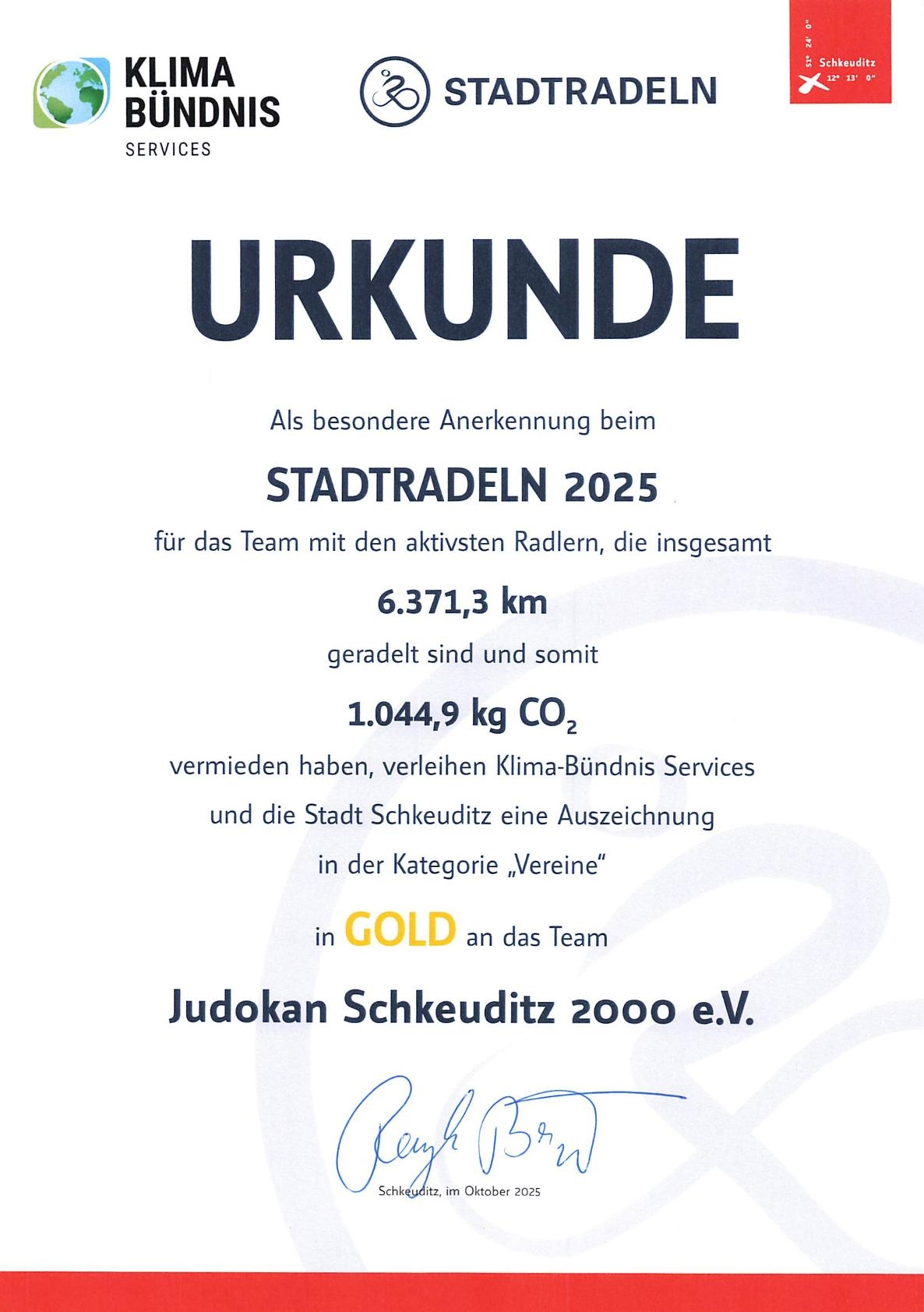 Urkunde Stadtradeln